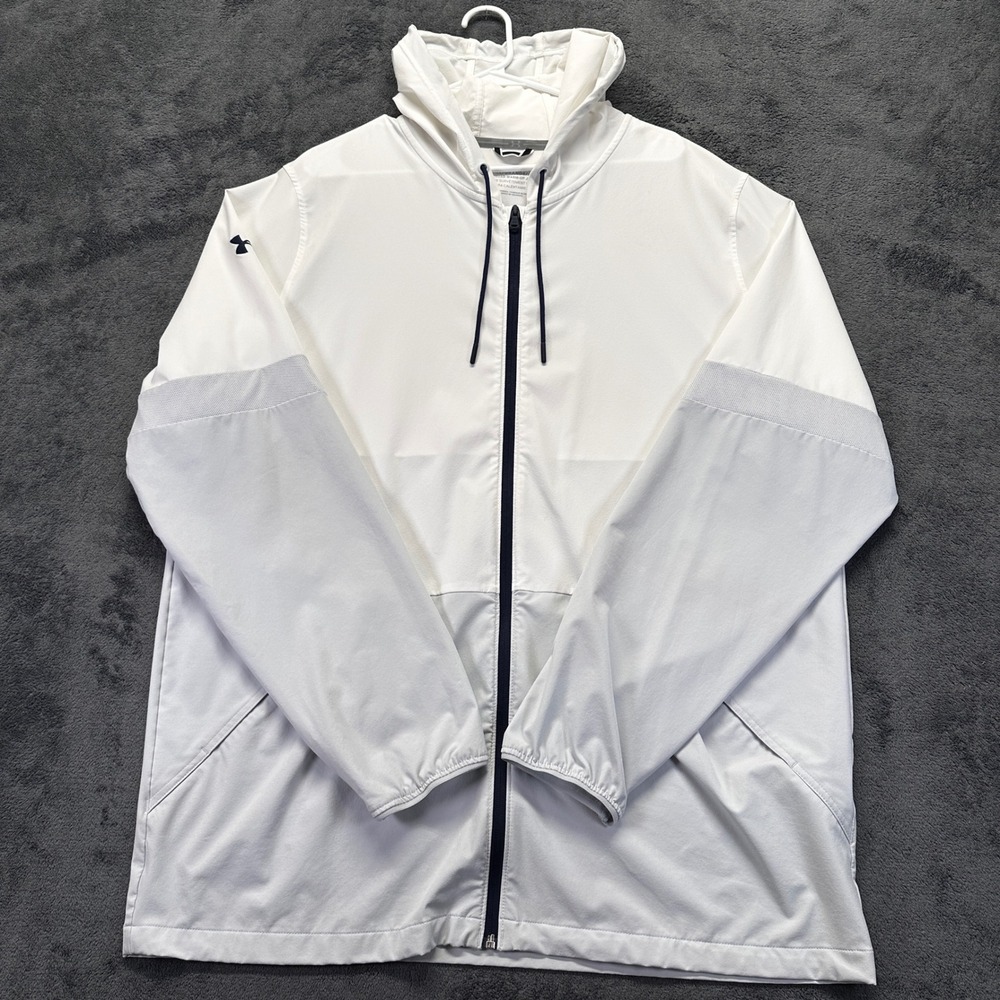 Under Armour Squad Warm-Up Jacket Mens XXLT White Gray Full Zip Training Hoodie